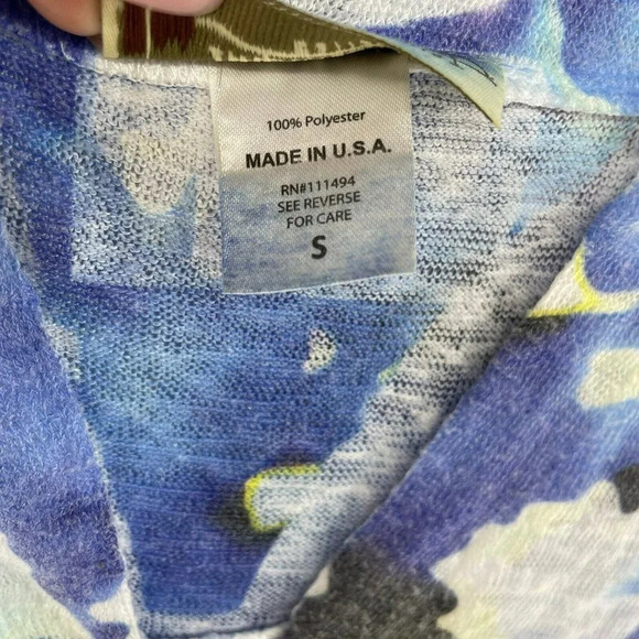 Impulse California Blouse Womens Sz S Blue V-Neck Button Front Roll Tab Sequined - Picture 7 of 8